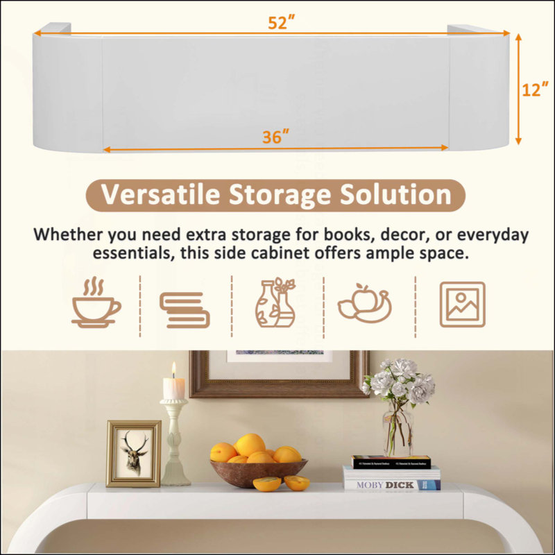 Console en bois 52 po, Blanc, H 30,9 po x l 52,25 po x P 11,81 po