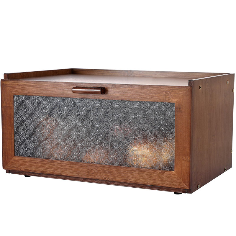 Vintage Bread Box For Kitchen Countertop - Retro Brown Bread Storage Box Breadbox