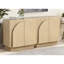 Chêne de style Mid-Century moderne pour les espaces de vie principaux, portes d'armoires arquées, buffet ou salle à manger à bords arrondis, couleur, design