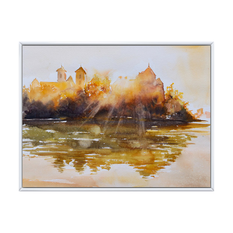 Monastère bénédictin au lever du soleil - reproduction sur toile, H 16 po x l 32 po, Toile à cadre flottant blanc