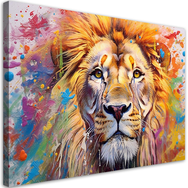 Lion - No Frame Print on Canvas, 80cm H x 120cm W