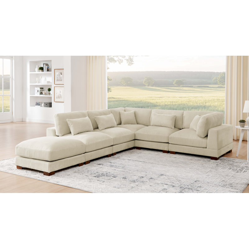 Moonwallow Modular Sectional, Beige Corduroy