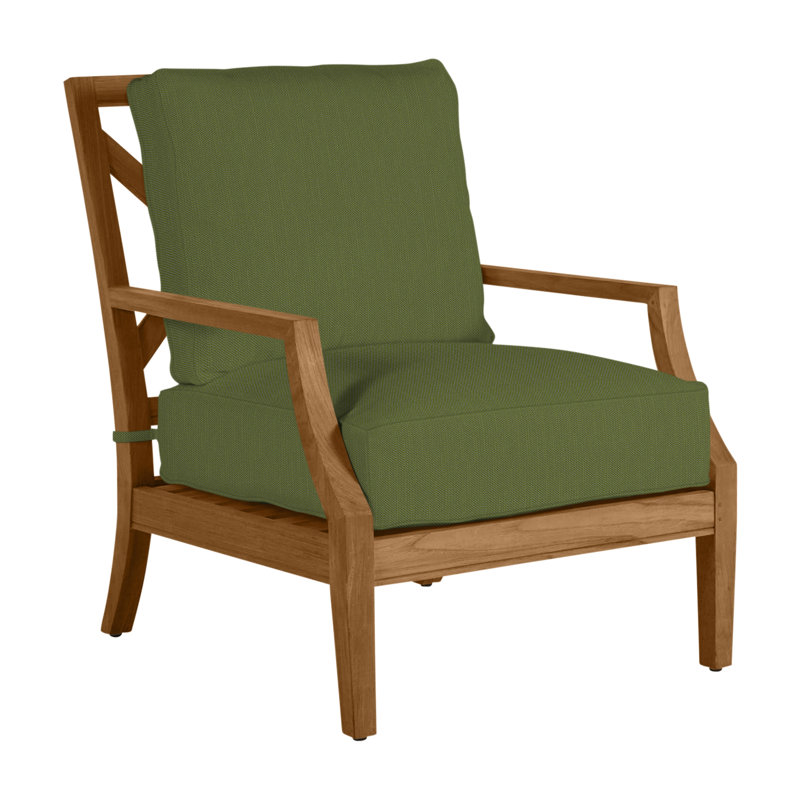 Haley Teak Lounge Chair - Natural Teak, Natural Teak, No welt + Standard fill, Linen Forest