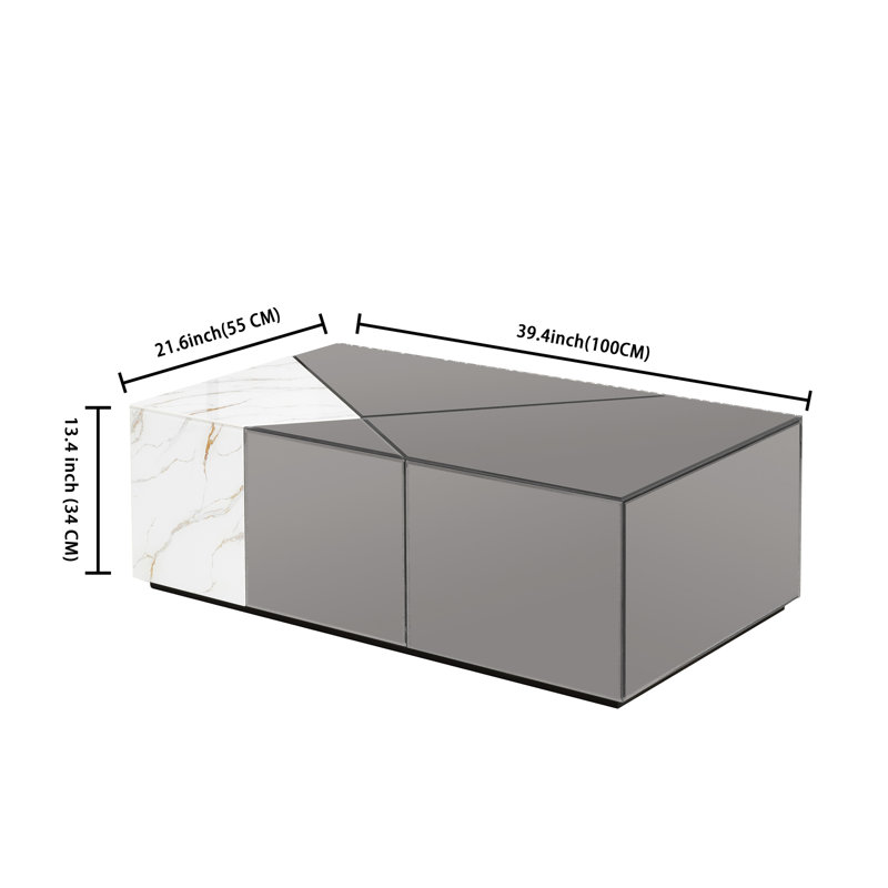 Table basse à miroir moderne, Gris