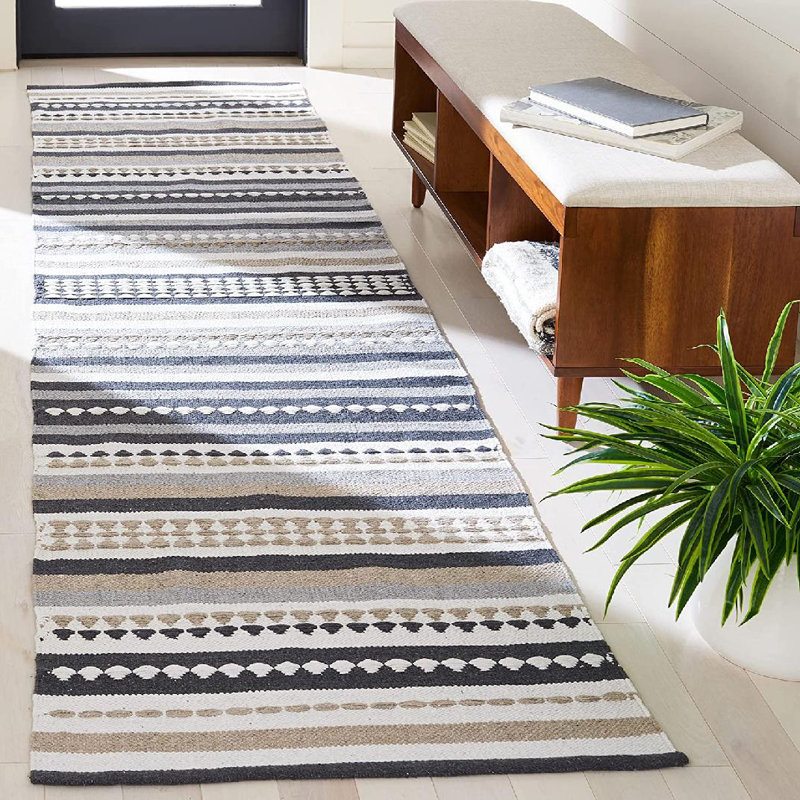 Montauk Hand Woven Cotton Striped Rug, Runner 2'3" x 9'