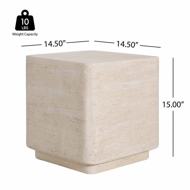 Ensemble de 1 table d'appoint d'extérieur MGO, finition travertin beige