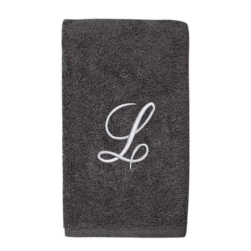 Winston Porter Granite/Silver Script Monogram Hand Towel Letter L