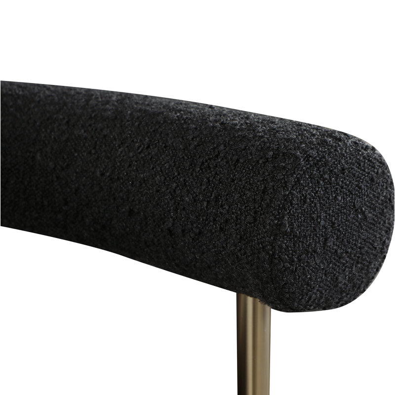 Fauteuil Joni Boucle, Noir, noir, noir, noir, Laiton brossé