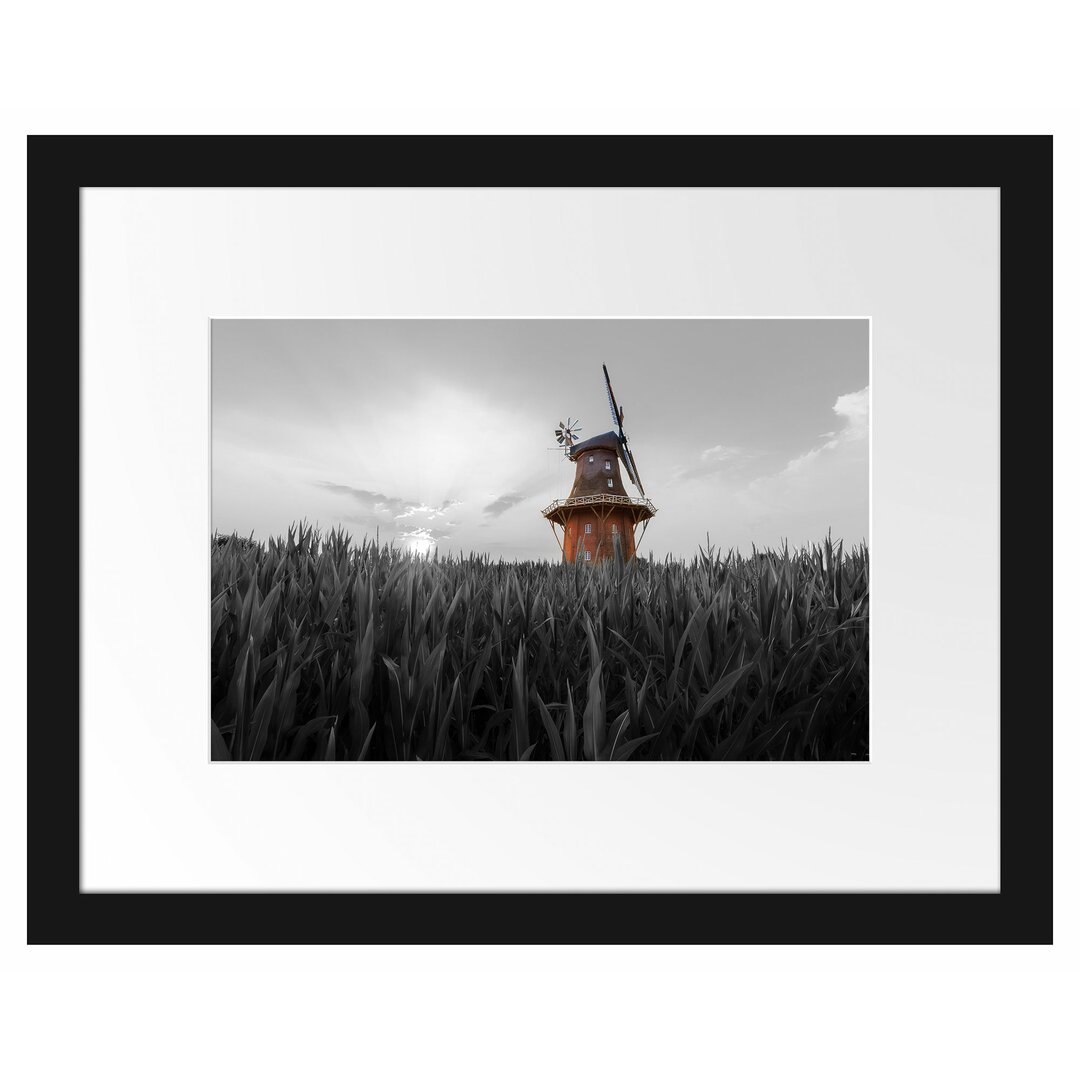 Gerahmter Fotodruck Beautiful Windmill in a Field