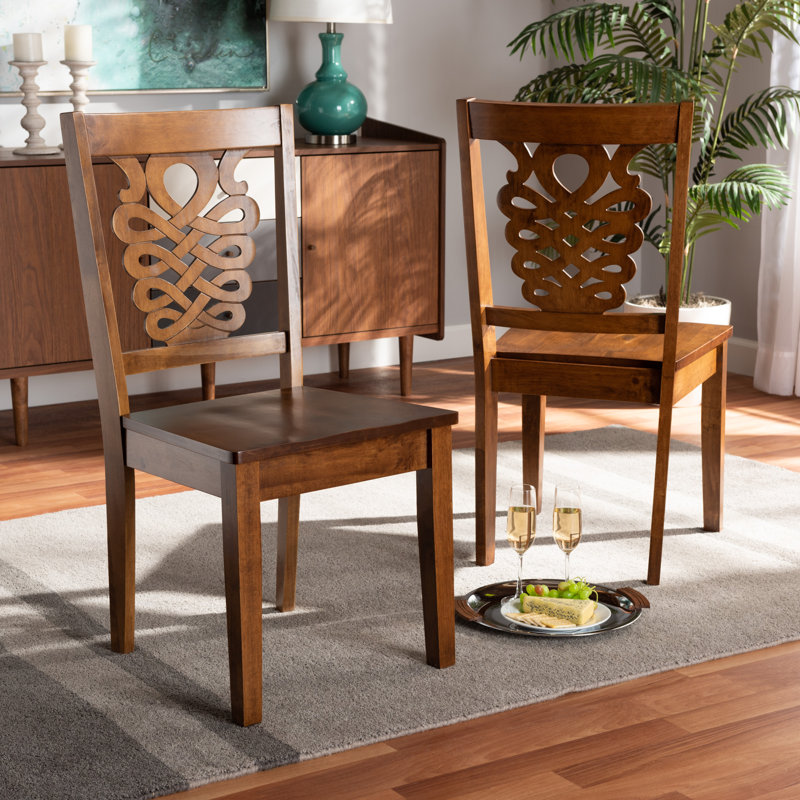 17.7'' H Solid Wood Side Chair, Walnut Brown