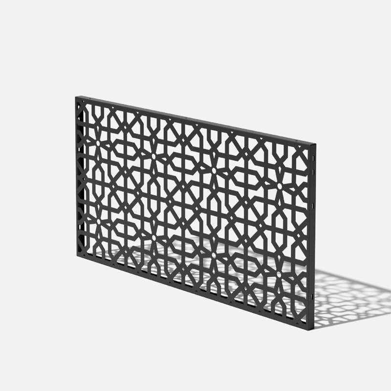 Black Geometric Pattern Folding Privacy Screen Panel
