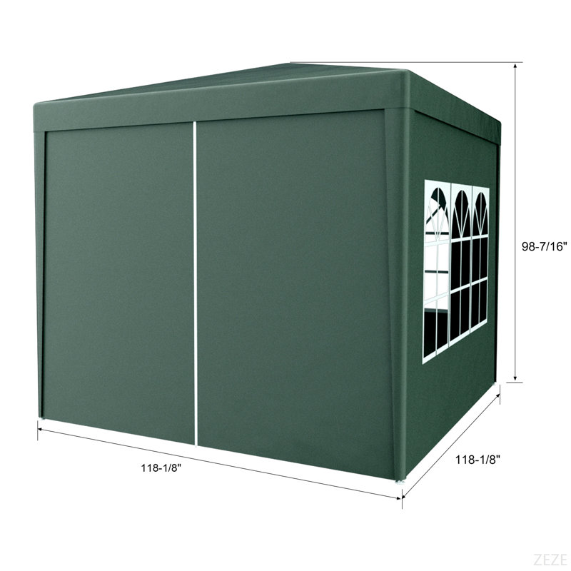 10'X10' Party Tent Outdoor Heavy Duty Gazebo Wedding Canopy + 4 Removable Walls, Green