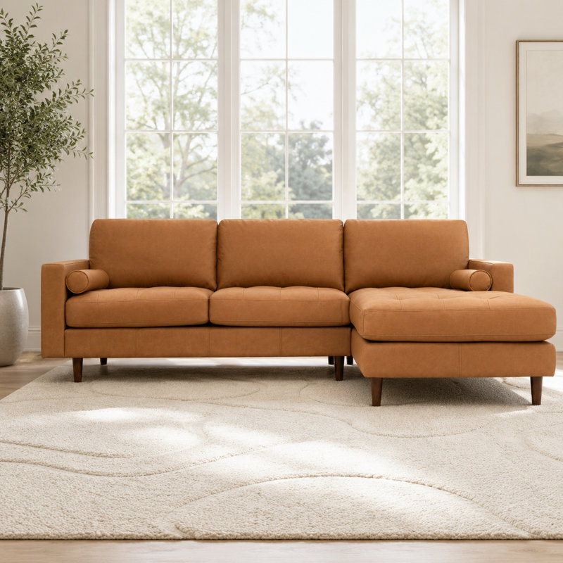 Fessler 2 - Piece Leather Sectional, Right Hand Facing