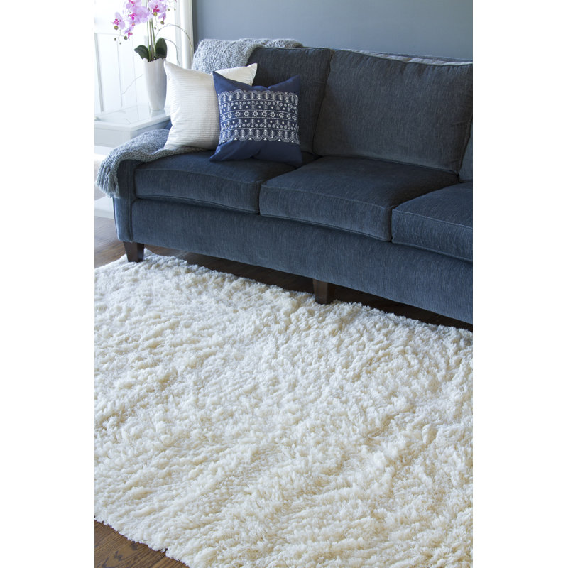 Zia Handmade Flatweave Wool/Viscose Cream Area Rug, Rectangle 5' x 8'