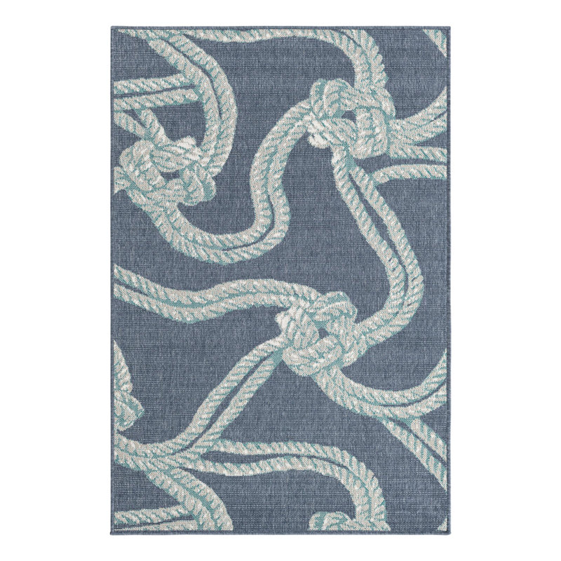 Tapis bleu marine intérieur / extérieur Bertram, Rectangle 4 pi x 6 pi