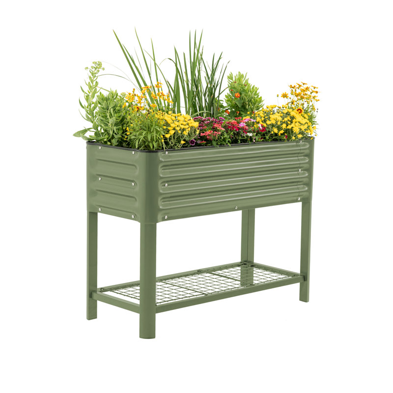 Pot à fleurs surélevé 32 po de hauteur et 18 po de largeur, Vert olive