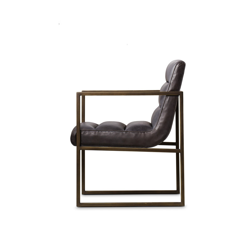 Chaise avec accoudoirs en cuir noir Sikora Noah