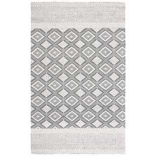 Allyx Hand Woven Wool/Cotton Geometric Rug in Ivory/Black