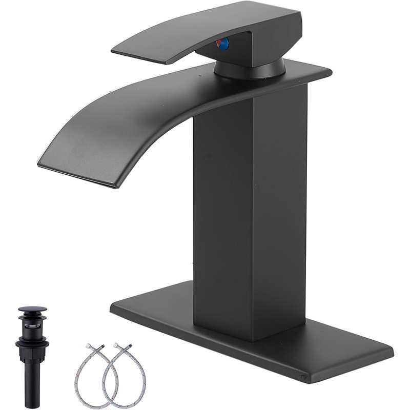 Single-Hole Single-handle Bathroom Faucet with Drain Assembly, Matte Black