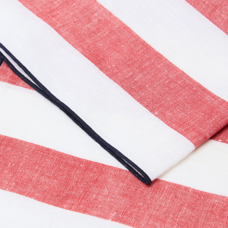 Pizani Linen Rectangle Napkins, Red, Navy