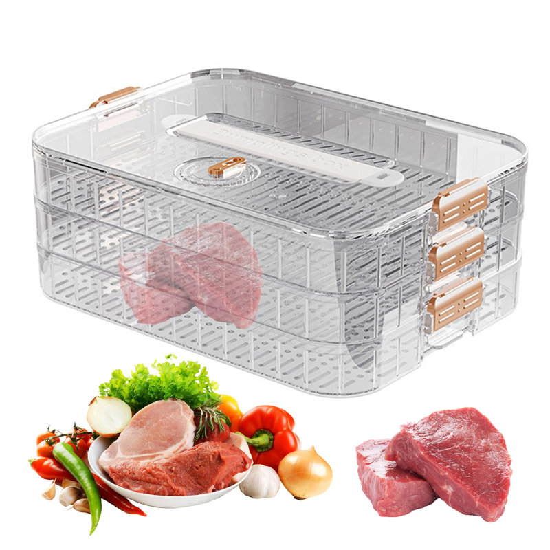 Dumpling Container Refrigerator Storage Box with Transparent Lid Large Capacity Non-Stick Design BPA Free Detachable Food Storage Container