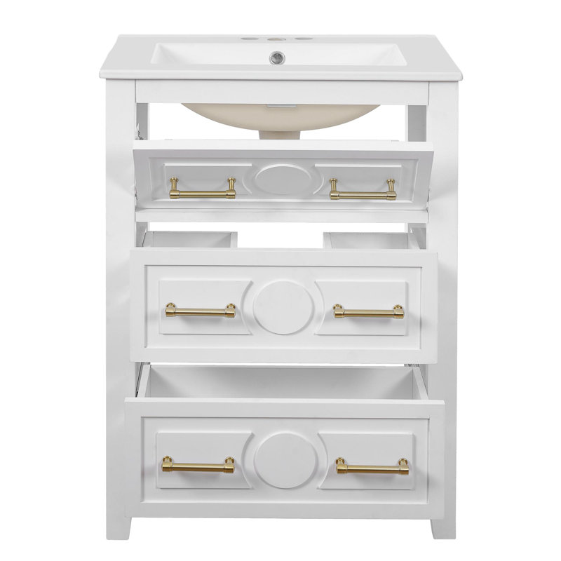 Bathroom Vanity with Ceramic Sink, White
