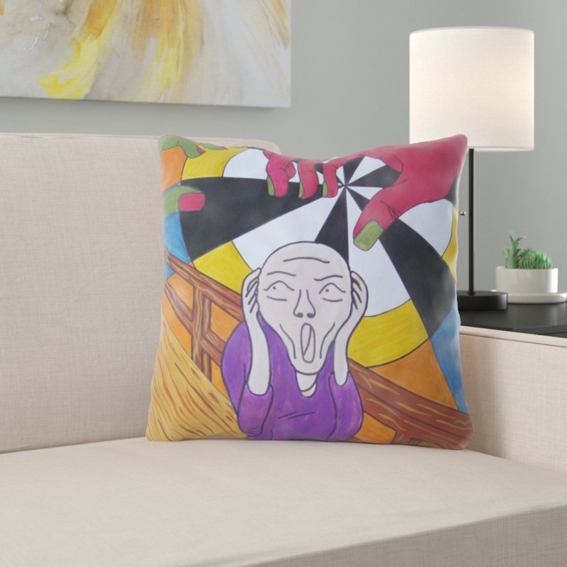Coussin Rickert Munch Scream, Micro suède, Intérieur