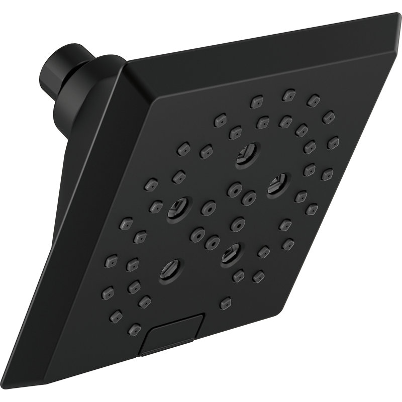 H2Okinetic 5-Spray Modern Square Raincan Shower Head 1.75 GPM, Matte Black