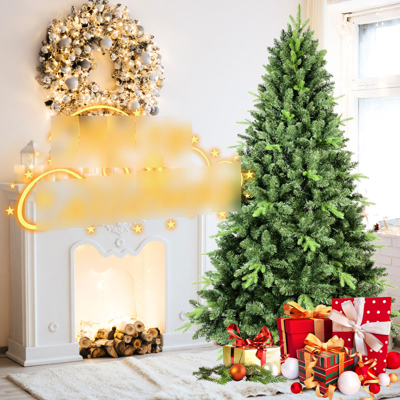 5ft Classic Christmas Tree, 967 Pe+ Tips, Realistic Appearance, Hinged Branches For Smooth Setup, Stable Metal Stand Decor Easy - To Setup Branches, Holiday Decorating