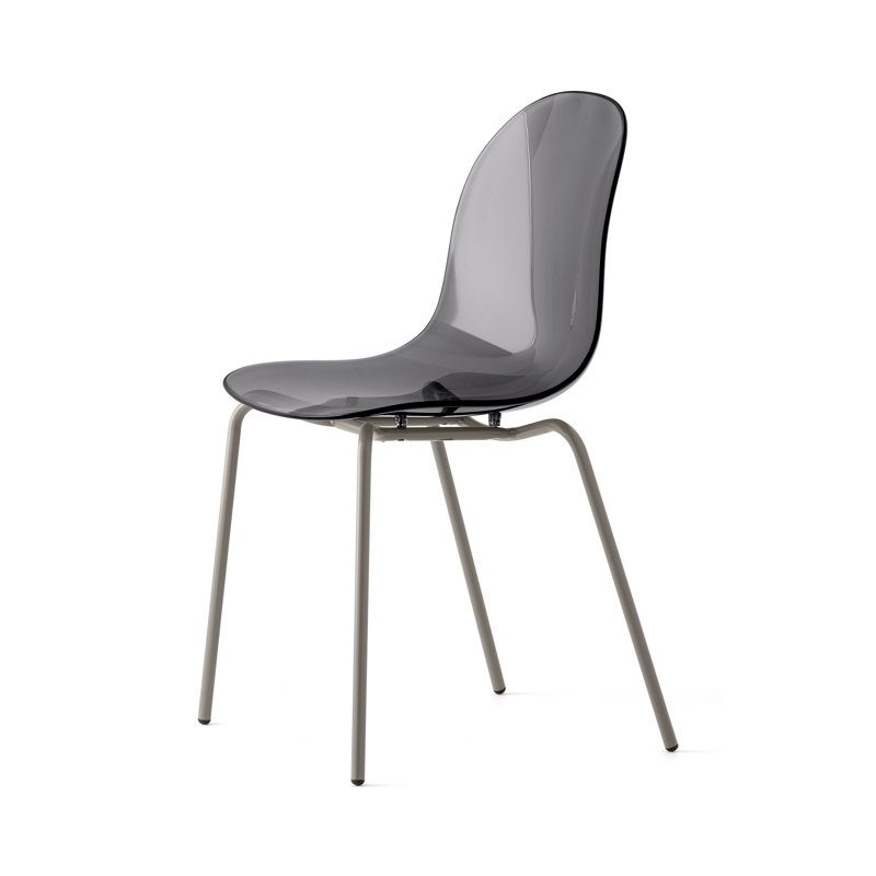 Chaise sans accoudoir Academy avec structure en métal, Gris fumée transparent / taupe mat