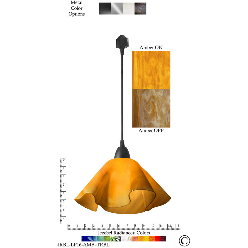 Luminaire suspendu Dale, Grand, Noir, Ambre jaune