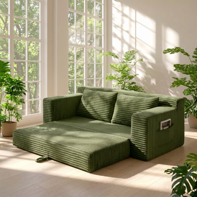 Cloud 73" W x 35.1" D x 32.5" H Corduroy Memory Foam Convertible Loveseat Sofa Bed