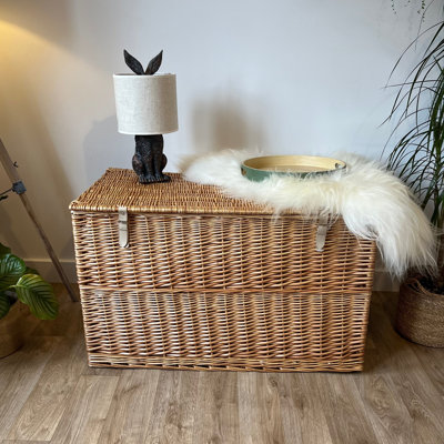 Eldine Large Wicker Storage Trunk Basket with Lid