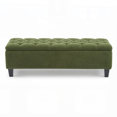 Ottoman Bench with Storage, Boucle Surface, and Rubber Wood Legs, 300 lbs Capacity for Modern Living