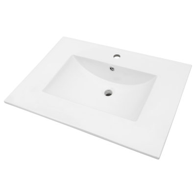 Lavabo de meuble-lavabo rectangulaire blanc 30,2 "x 18,5", une pièce, faible absorption d'eau, tache, surface de robinet lisse, résistance aux acides, utilisation dans la salle de bain