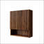 Armoire de salle de bain murale rayée de 26 pouces avec portes, tablette et rangement ouvert pour une organisation efficace au-dessus de la toilette