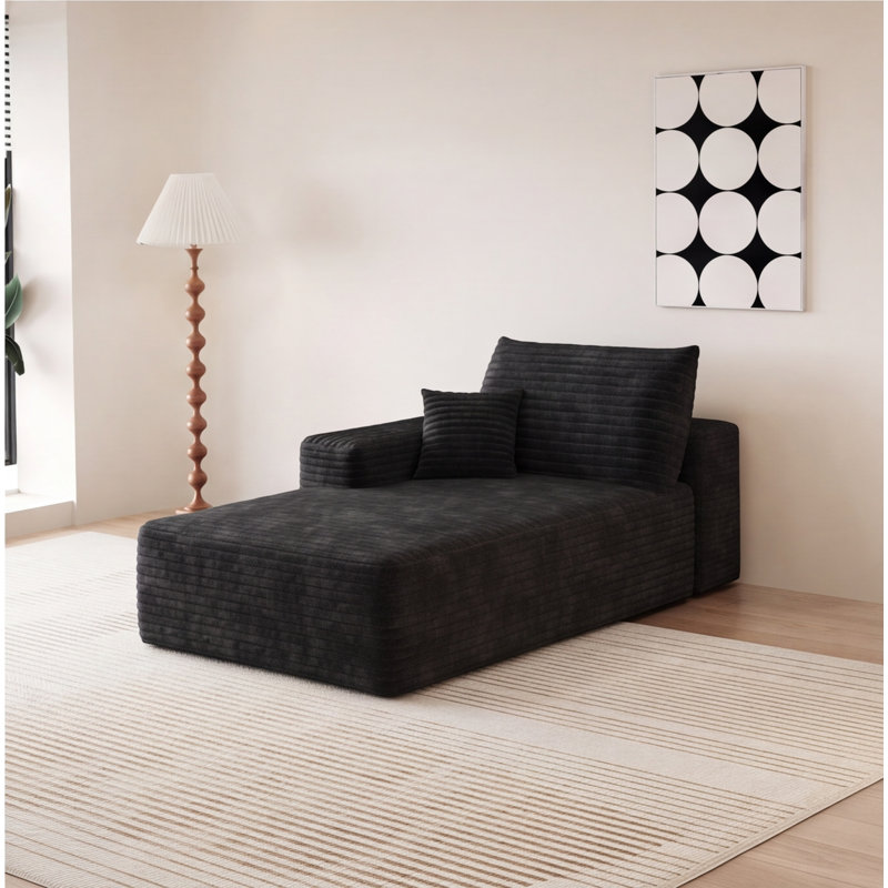 Right-Facing Modular Sleeper Sectional Sofa with Chaise, Black Corduroy