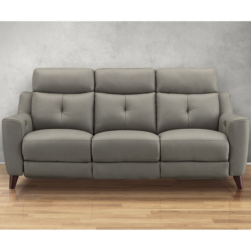 Upholstered 86 " Leather Match and Top Grain Leather Sofa