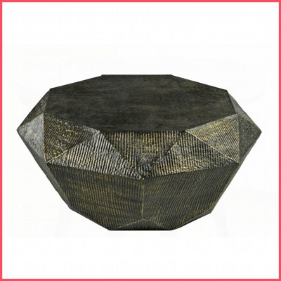Table basse Donato Gold Octagon - Fer estampé à la main, finition laiton huilé & amp; Niveleurs de plancher