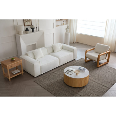 Canapé Sherpa - tissu beige, modulaire et librement assemblable