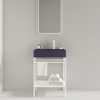 Meuble-lavabo moderne avec lavabo rectangulaire en céramique et pieds en métal