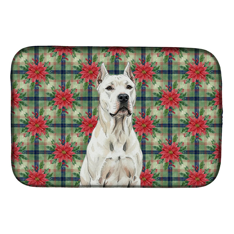Tapis de vaisselle Dogo Argentino Christmas PoinsettIas