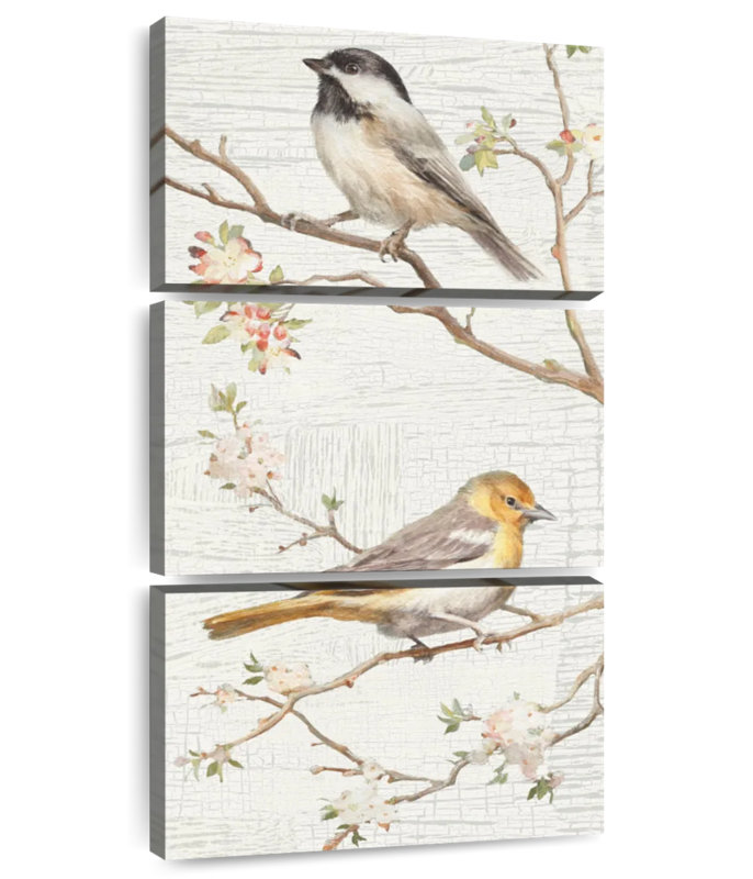 Oiseaux rétro II, H 32 po x l 15 po