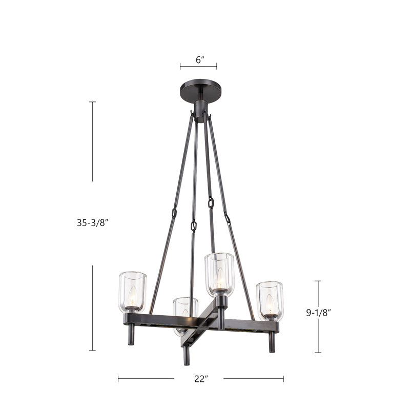 Lucian 4 - Light Chandelier, Polished Nickel/Alabaster