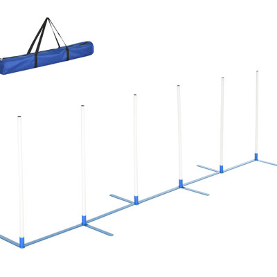 Puppy Agility Weaves - Increase Puppy's Performance Level, White Plastic, 120"l X 23.5"d 37"h With Storage Bag Dog Poles Equipment Promote Outdoor Play,
