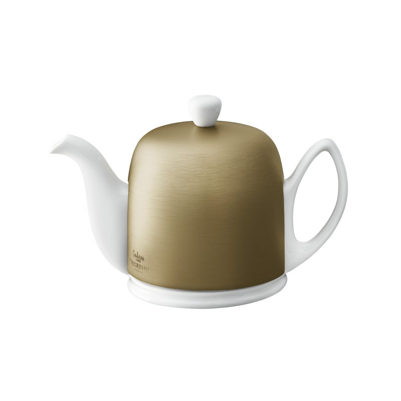Salam Teapot, 33 oz., White/Bronze
