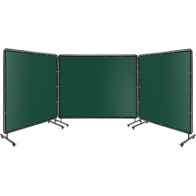 Écran de soudage à 3 panneaux avec cadre, rideau de soudage en PVC ignifuge avec roues pivotantes verrouillables, écran de soudage transparent pour la sécurité du soudage