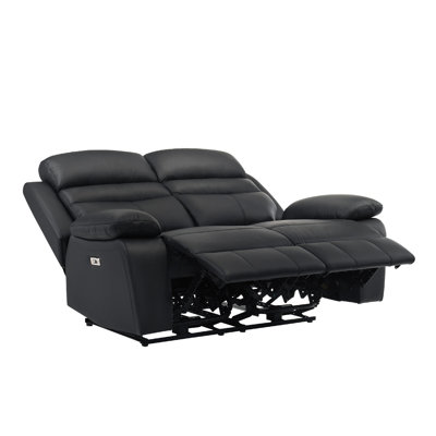 Hanna Dual Recliner Loveseat, Latte Brown Leather, USB, 64 Inch