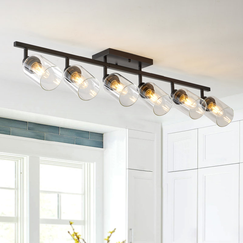 Trousse de rail fixe de 43 po à 6 spots avec tête réglable et à intensité variable, Six lumières