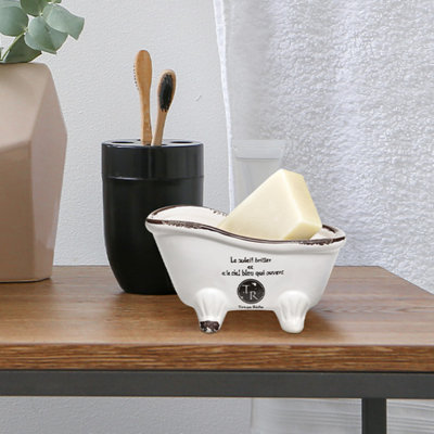 Porte-savon en céramique rétro français